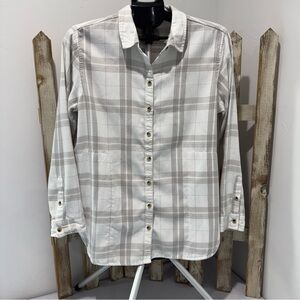 JACHS Girlfriend New York Flannel button-down shirt with pockets, Women's Sz L